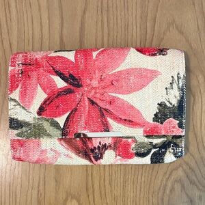 Woven Floral Envelope Clutch